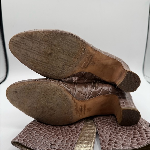 Ann Klein Brown Crocodile Embossed Pattern Over The Knee-High Boots SiZ 7 - Picture 3 of 14